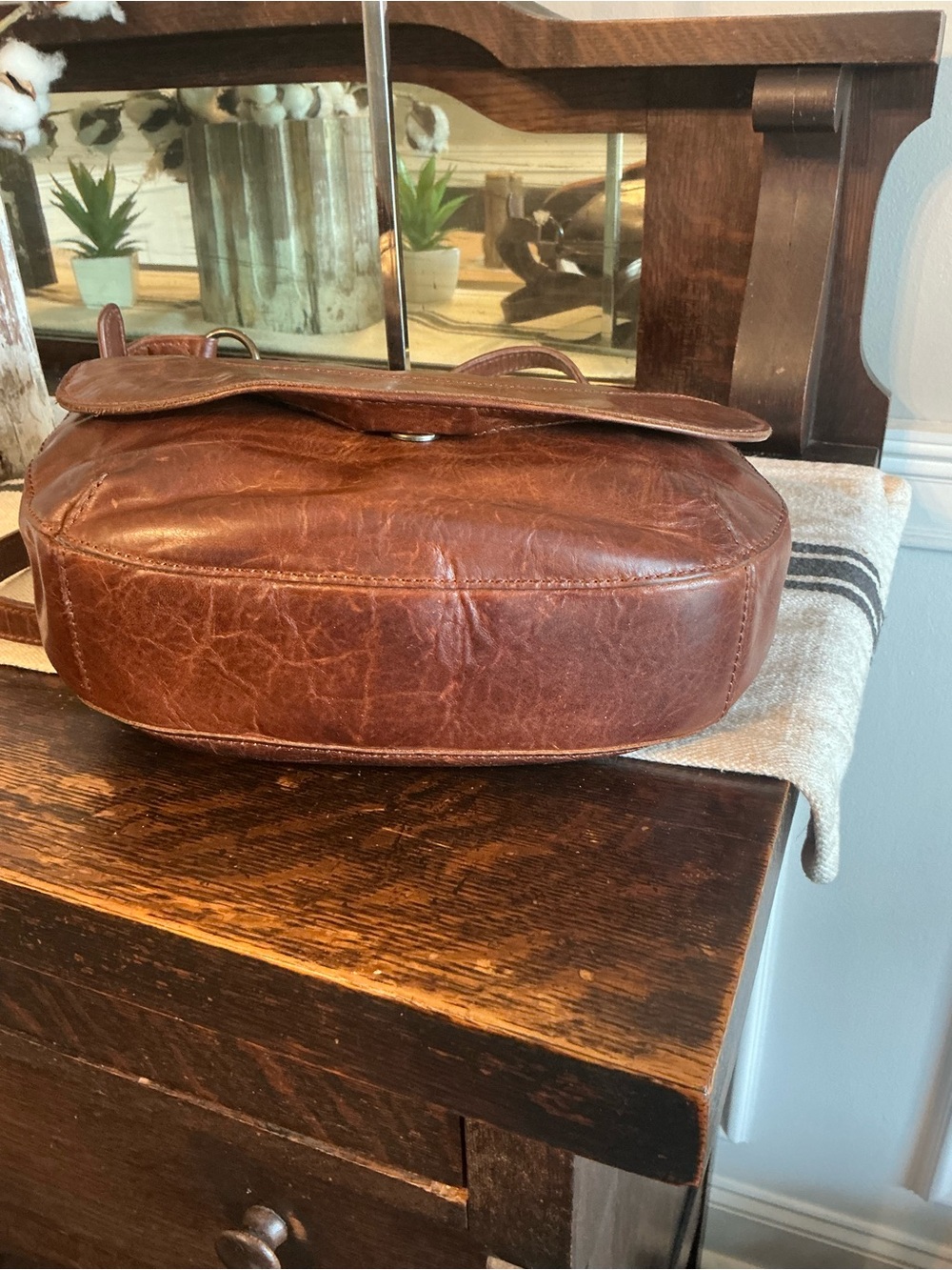 Frye Melissa Leather Saddle Bag Crossbody Shoulder Bag Cognac Brown Retail $378 - Picture 11 of 15